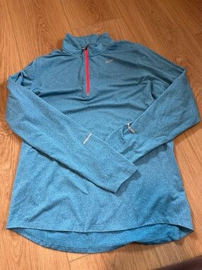 Nike Blue Men’s Quarter-Zip Performance Top with Orange Zip